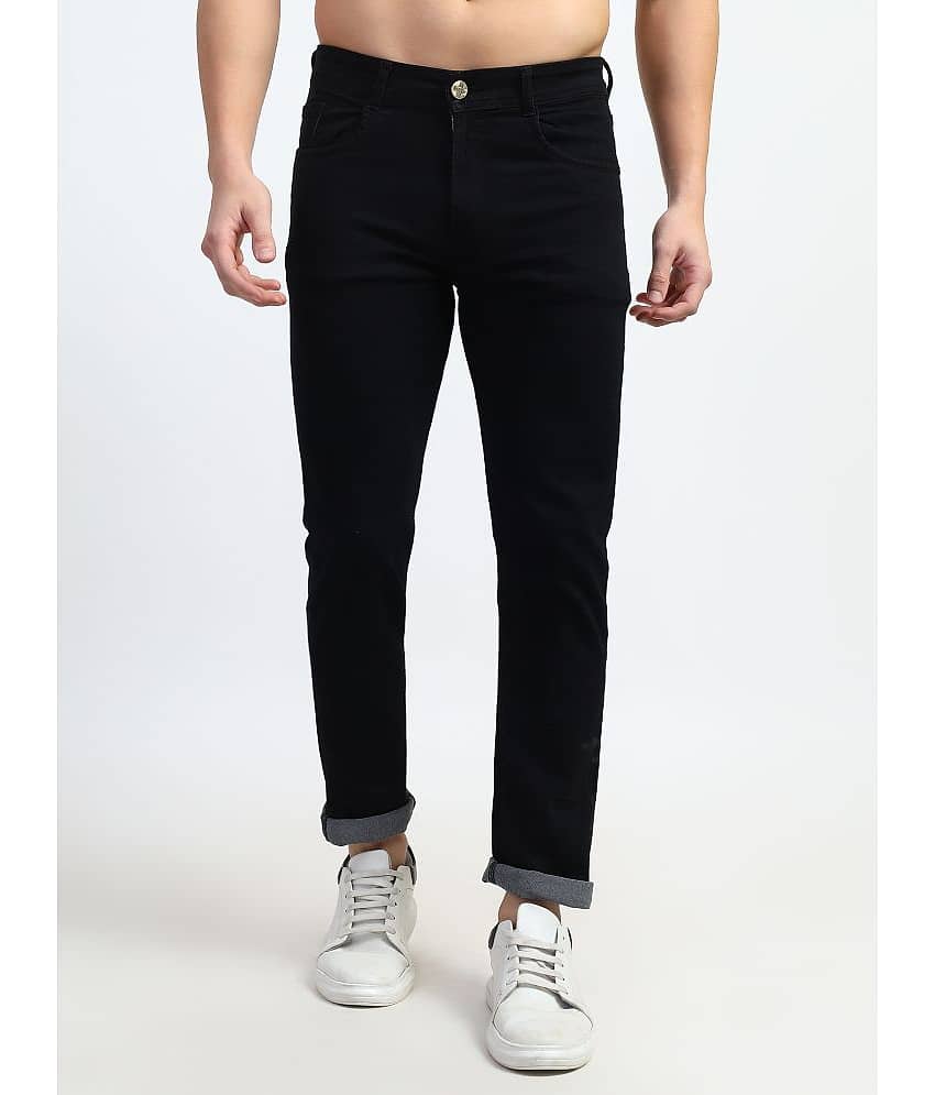 plounge Regular Fit Cuffed Hem Men's Jeans - Black ( Pack of 1 )