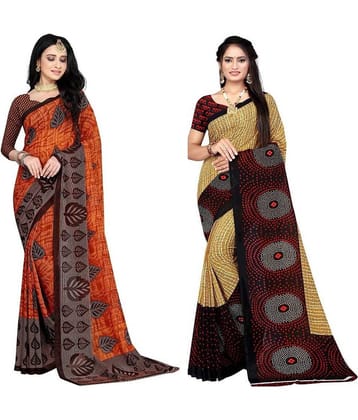 LEELAVATI Georgette Printed Saree With Unstitched Blouse Piece ( Multicolor )