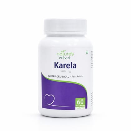 Natures Velvet Karela (Bitter Melon) Extract 500 mg Veg Capsules for Blood Sugar Management & Diabetes Care – 60 Veg Capsules