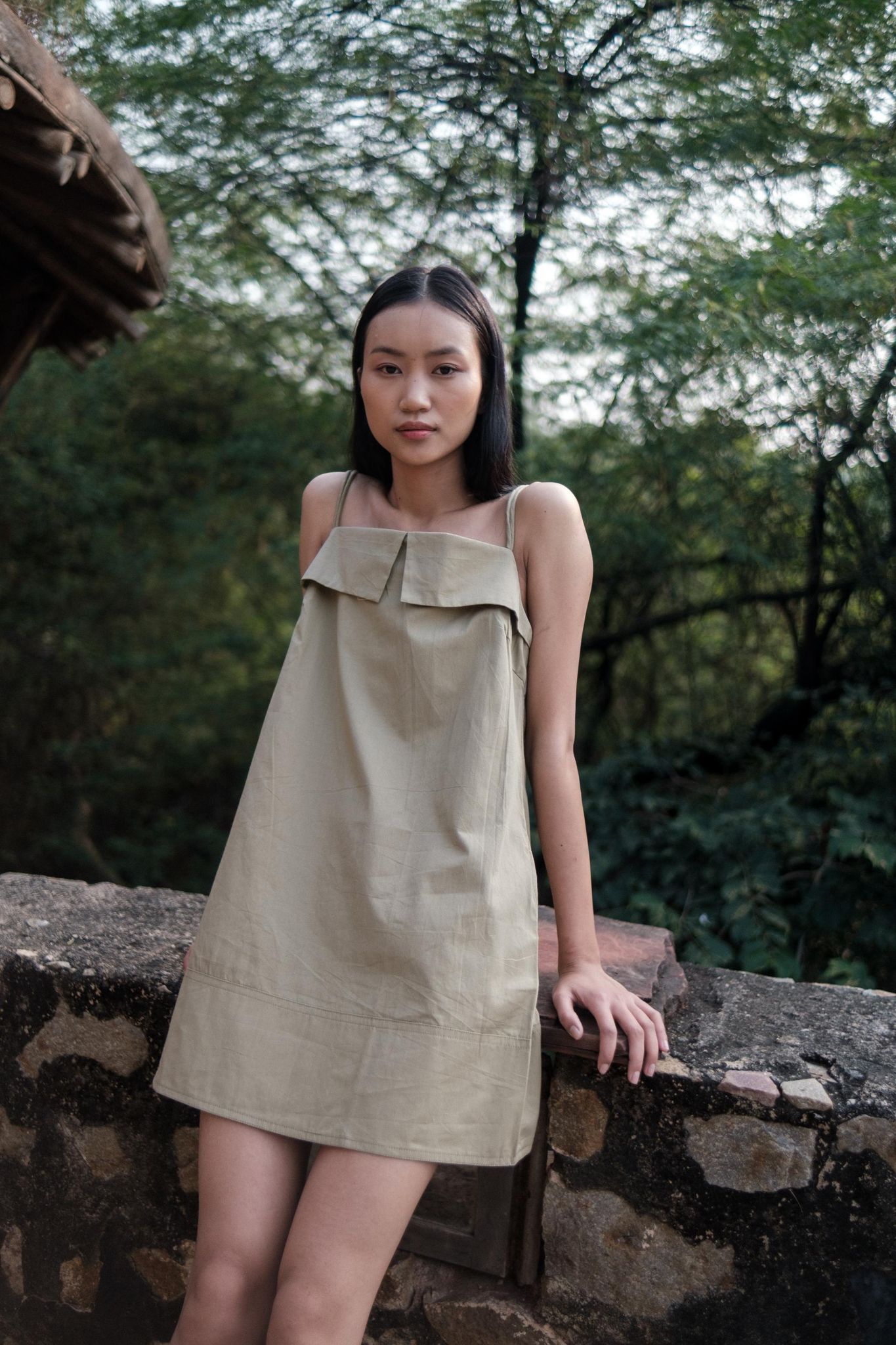 Rachel Slip Dress Khaki-XS