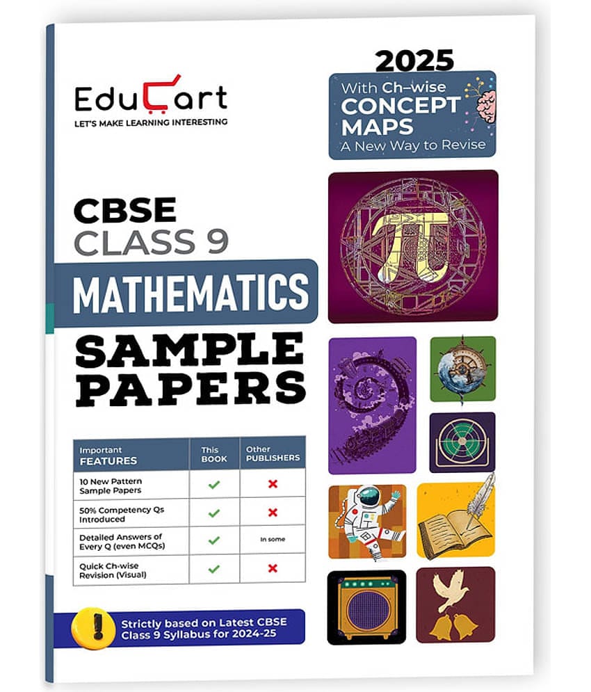 Educart CBSE Mathematics Class 9 Sample Papers for 2024-25 (Introducing Revision Maps) 2025