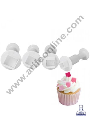 Cake Decor 4 Pieces Square Shape Plunger Cutters Fondant Tool