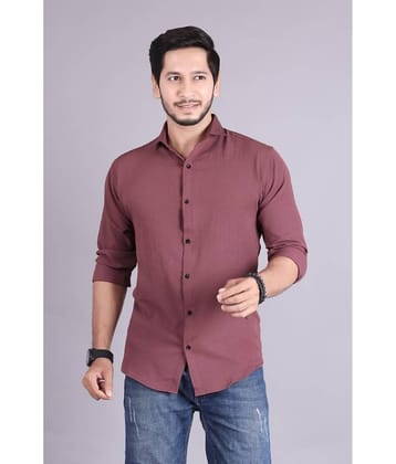 jeevaan... the perfact fashion Cotton Blend Slim Fit Solids Full Sleeves Men's Casual Shirt - Brown ( Pack of 1 )