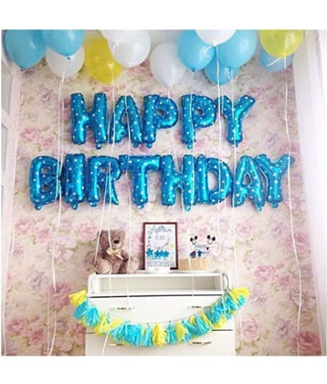 Happy Birthday Foil Toy Balloon,BLUE color (Pack of 13 Letters) 16'' IN SIZE