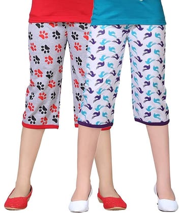 Sini Mini Pack of 2 Girls Cotton Capris ( Multi )