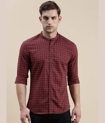 Showoff Cotton Blend Regular Fit Checks Full Sleeves Men's Casual Shirt - Maroon ( Pack of 1 )