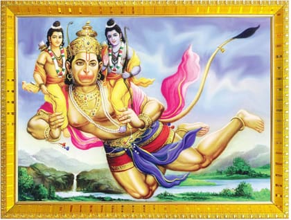 NOKKES Hanuman Bajrangbali Hanumanji Maruti Golden 5X7 Inch Photo Frame_AQW6
