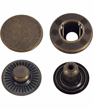 Jyoti Snap Button (100 Sets of Size VT - 8/15 mm of Steel in Antique Brass Finish) Strong Grip Round Studs Clasp, Fasteners for Sewing, Purses, Bags, Leather, Clothes and DIY Works - Pack of 1