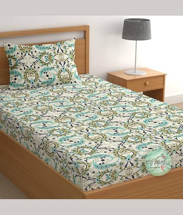 CG HOMES Cotton 1 Single Bedsheet with 1 Pillow Cover ( Multicolor )