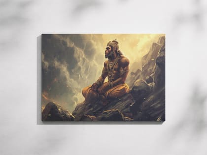 FURNISHUB God Hanuman Chiranjeevi: Spiritual Artwork | Wall Decor for Home and Devotees Seeking Divine Blessings