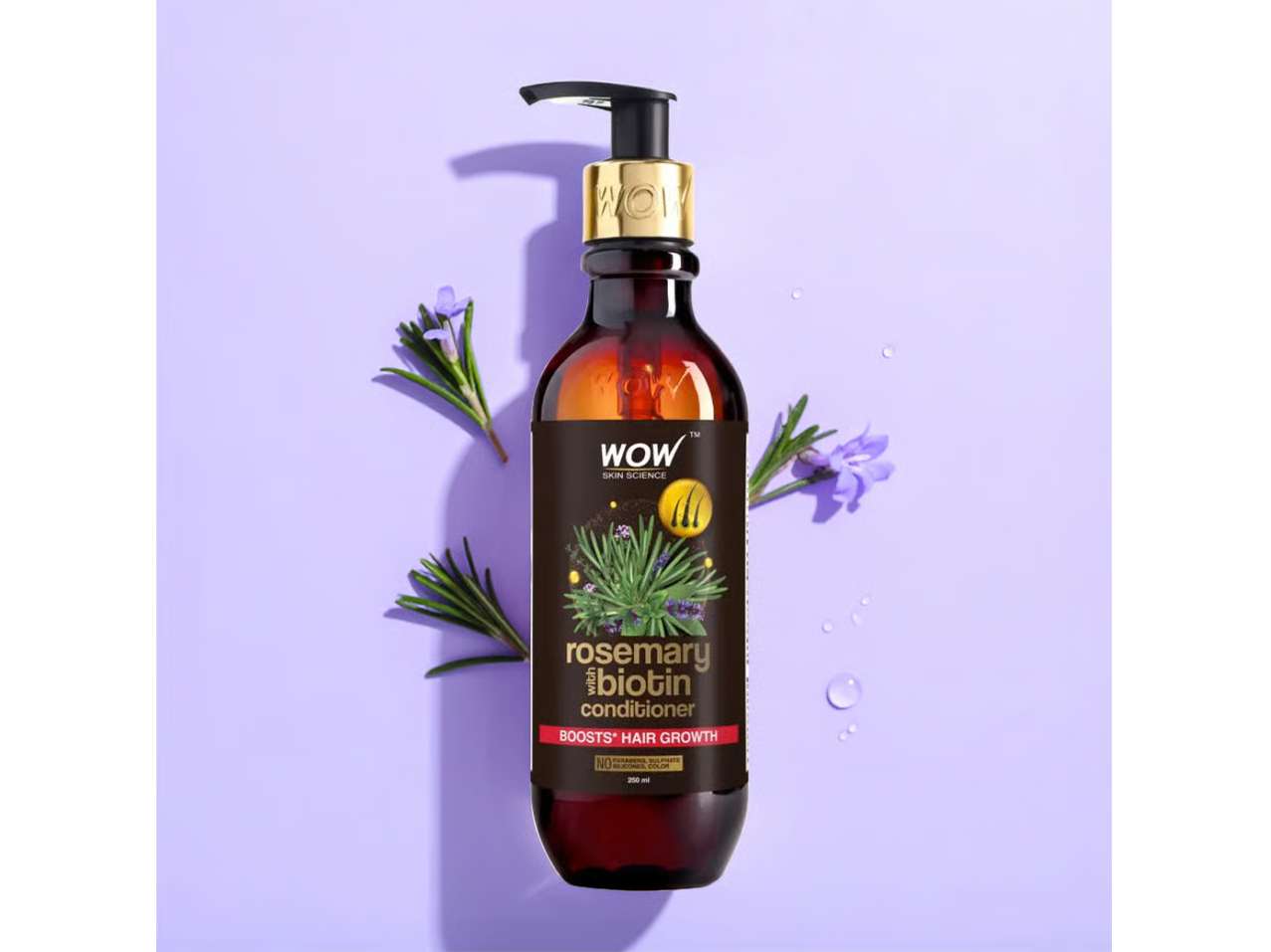 WOW Skin Science Rosemary Biotin Hair Conditioner Fuller-Looking, Smooth & Shiny Hair - 250ml