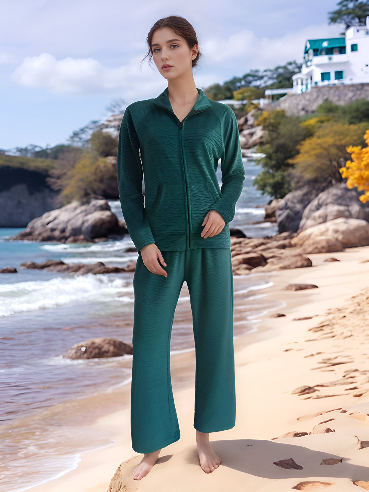 Fablush Women's Tracksuit Nightwear Set | Fb30002-Green / S