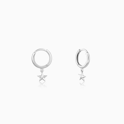 Silver Hanging Star Hoop Earring