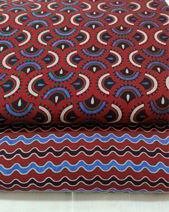 Ajrakh Blockprinted Bold Red Suit Piece (Top+Bottom)