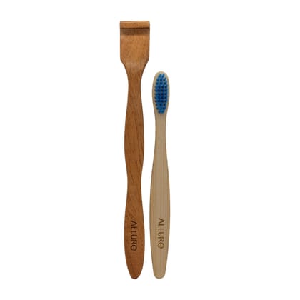 Allure Bamboo Toothbrush with Organic Tounge Cleaner (OT-03 + OTC)-2Pcs