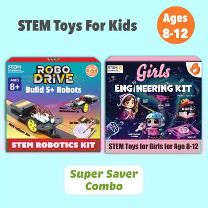 STEM Robotics + Engineering Kit Combo | DIY Science Toys for Kids (Ages 8-14)