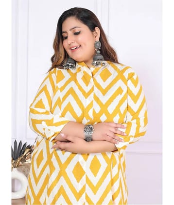 Label Flavia Women Cotton Printed A-line Kurti ( Yellow )