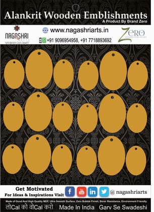 Brand Zero MDF Oval Shape Pendant And Earrings Jewelry Base - Six Sets of Pack of 3 Pcs Set