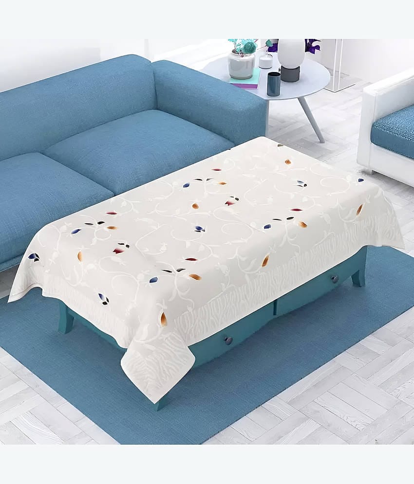 Crosmo Self Design Cotton 4 Seater Rectangle Table Cover ( 152 x 102 ) cm Pack of 1 White