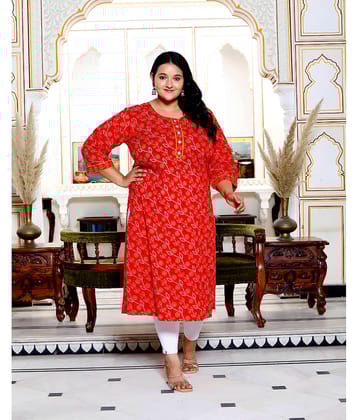 Swasti Cotton Printed Straight Women's Kurti - Red ( Pack of 1 )