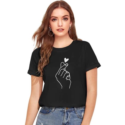 Women's Cotton Western Wear T Shirt M (Black)