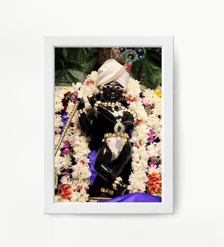 NOKKES Radha Raman Ji Vrindavan Radha Raman Thakur Ji White Photo Frames Religious Photo frame 5X7 Inch Photo Frame_QWW80