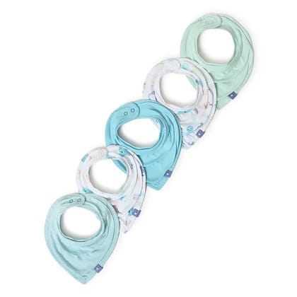 Kids Drool Bib- Pack of 5-0-3 M / Blue