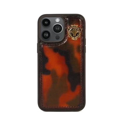 Hand Painted Mobile Cover in Camo Tan Apple iPhone Series Leather by Brune & Bareskin-12Pro