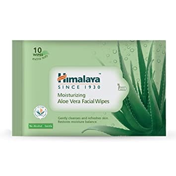 Himalaya Moisturising Aloe Vera Facial Wipes, 10 Wipes