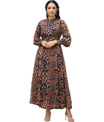 Juniper Women Chiffon Printed Fit & Flare Dress ( Multi Color )