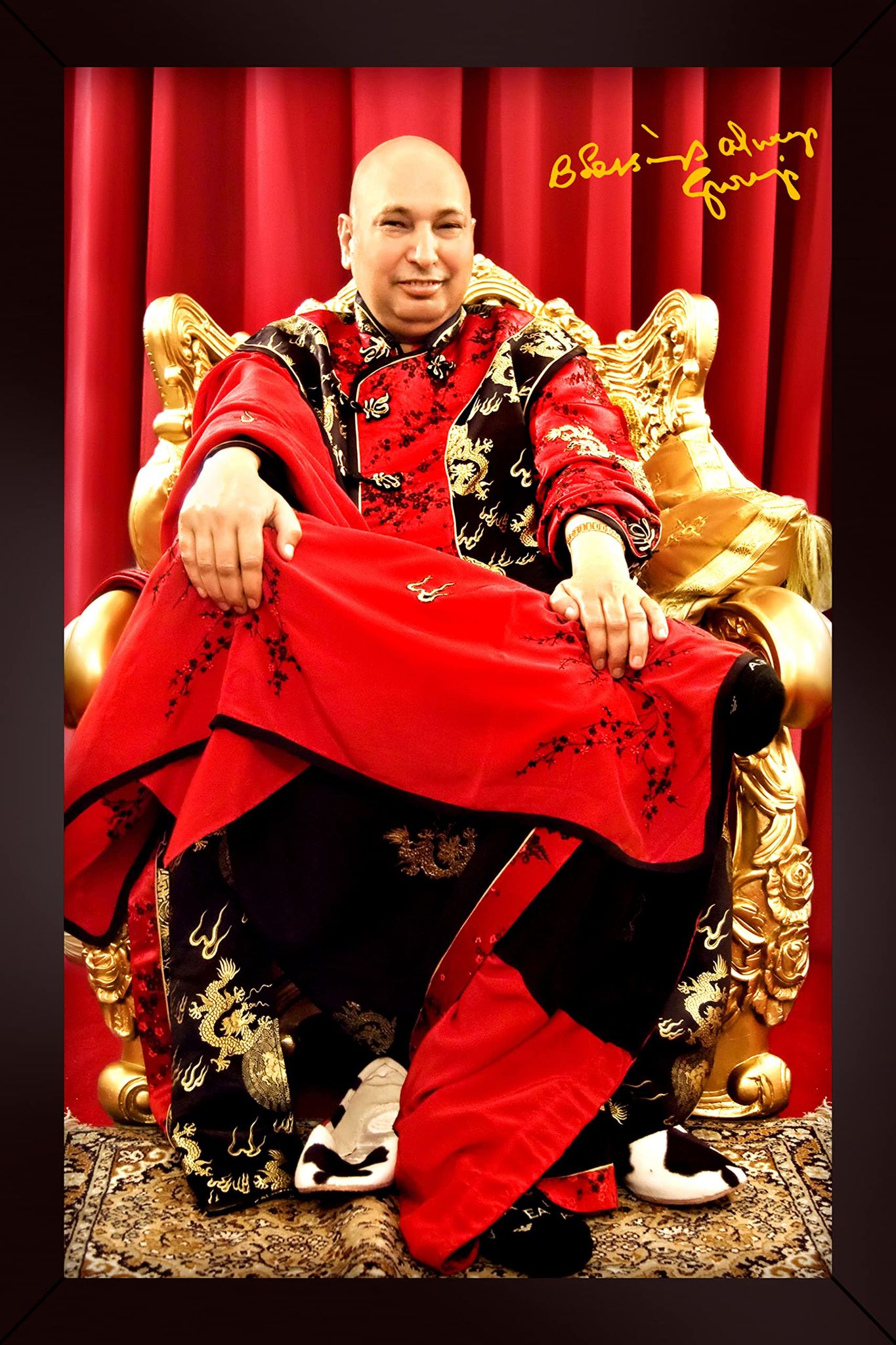 Photo Frame Guruji Framed Poster Without Glass with Matt Finish - Guruji Om(Red)- (8x12)