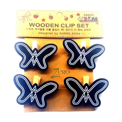 Mini Black Board Wooden Clips - Butterfly Shape - 4 Pcs Set