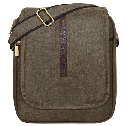 Khaki Stylish Linen Textured Cross Body Sling Bag For Men SL08