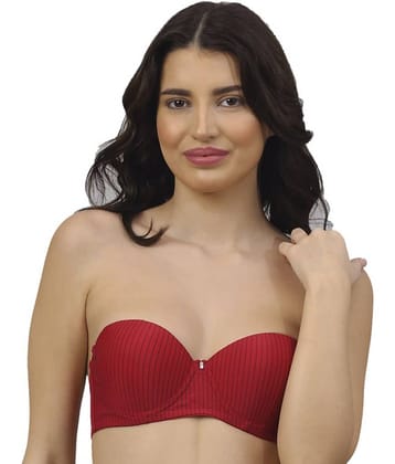 PrettyCat Polyester Lightly Padded Women's Balconette Bra ( Red )