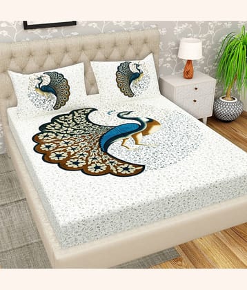 Cosito Cotton 1 Double Bedsheet with 2 Pillow Covers ( Blue )