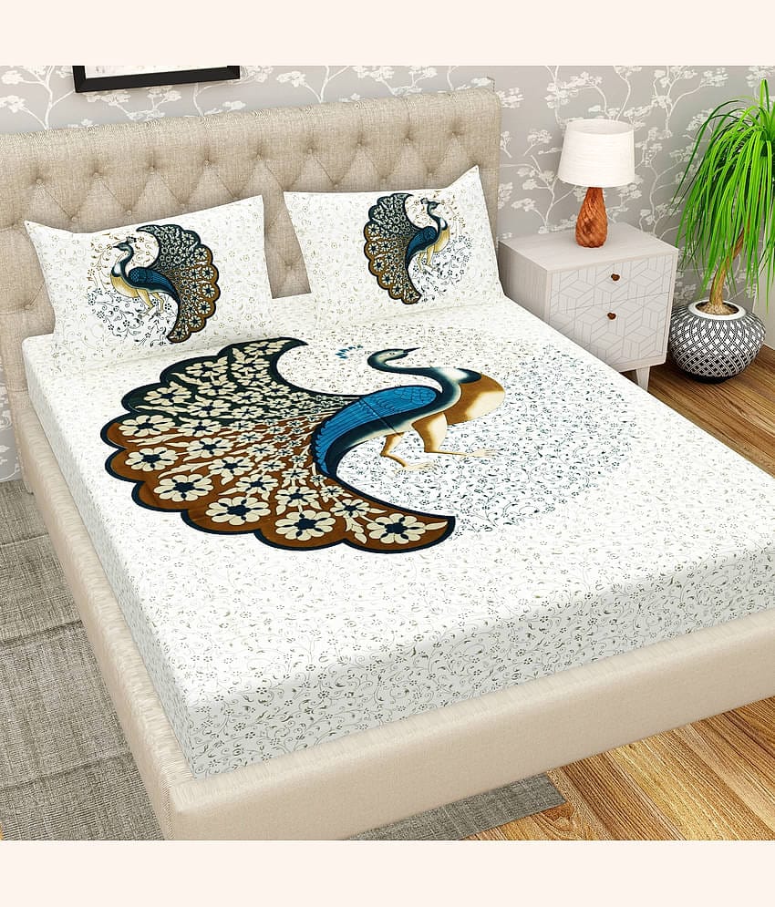 Cosito Cotton 1 Double Bedsheet with 2 Pillow Covers ( Blue )