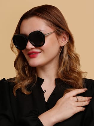 SUNNIES Large Full Frame Metal.Plastic Oversized Solid Polarized Women Sunglasses-SNS-11691-C025