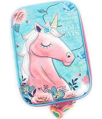 ECLET  Unicorn Pouch Unicorn Art EVA Pencil Box  (Set of 1, Blue)