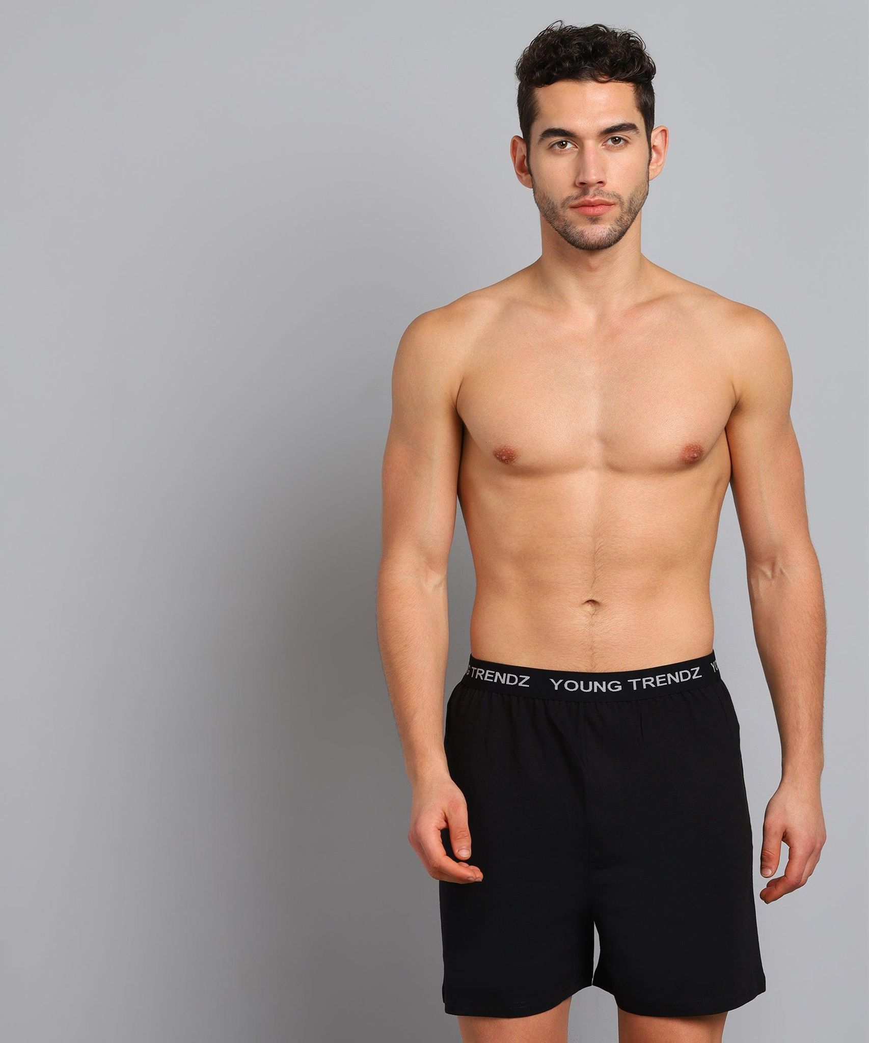 Men's Outer Elastic Boxer-S / Black / Cotton