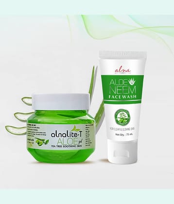 Alna Alnalite-T Aloe Gel 100gm with Neem Face Wash 75ml For All Skin Type , Pack of 2