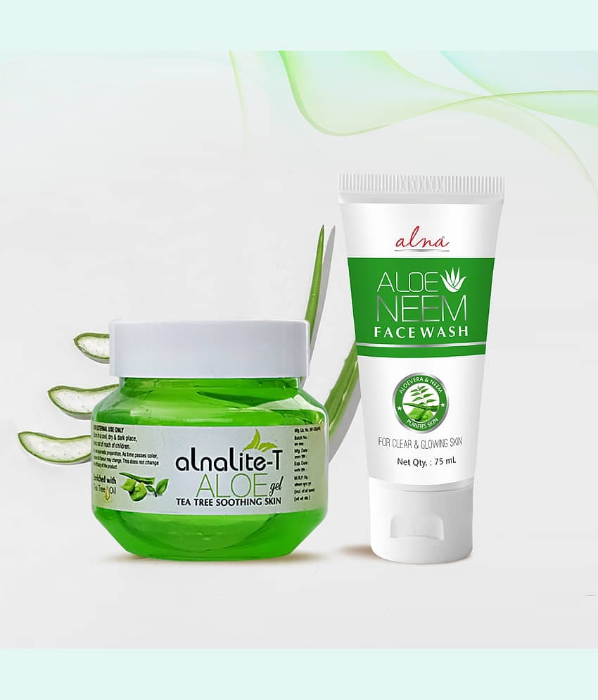 Alna Alnalite-T Aloe Gel 100gm with Neem Face Wash 75ml For All Skin Type , Pack of 2