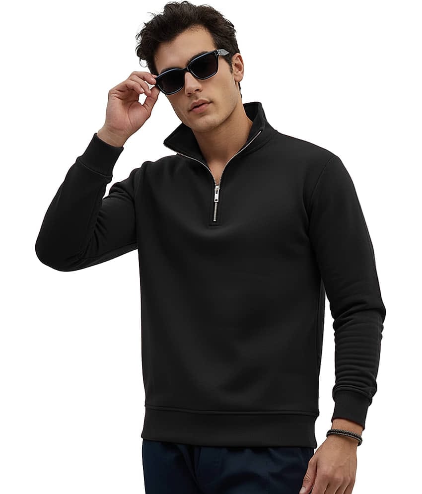 Leotude Fleece High Neck Men's Sweatshirt - Black ( Pack of 1 )