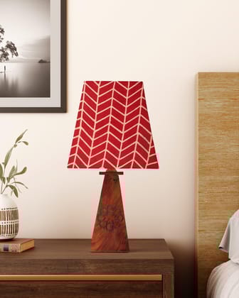Ajrakh Lampshade in Rust Color - 10x10x6-Rust / 100% Cotton / H: 10 Inches Base: 10 Inches Top: 6 Inches