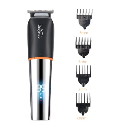 Brightup Battery Powered Skin Protect Beard Trimmer for Men, Cordless Rechargeable with USB Charging, Professional Hair Clipper 90 Min Working Time, Charging Indicator (Black, 2615) Brightup Battery Powered Skin Protect Beard Trimmer for Men, Cordless Re