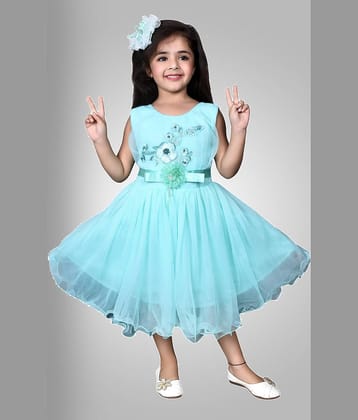 Arshia Fashions Net Gown For Girls ( Pack of 1 , Light Blue )