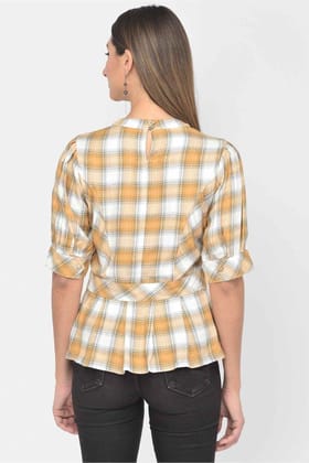 Latin Quarters Yarn Dyed Rayon Round Neck Women's Blouse