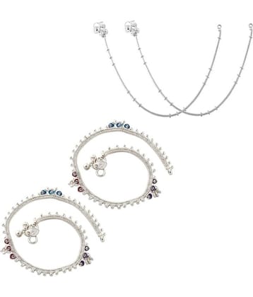 HEER COLLECTION - Silver Anklets ( Pack of 2 )