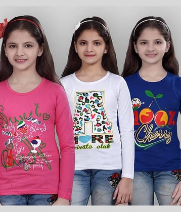Sini Mini Pack of 3 Girls Cotton T-Shirt ( Multicolor )