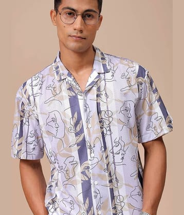 The Indian Garage Co. Polyester Relaxed Fit Printed Half Sleeves Men's Casual Shirt - Grey ( Pack of 1 )