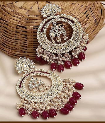 Padmavati Bangles Maroon Chandbalis Earrings ( Pack of 1 )